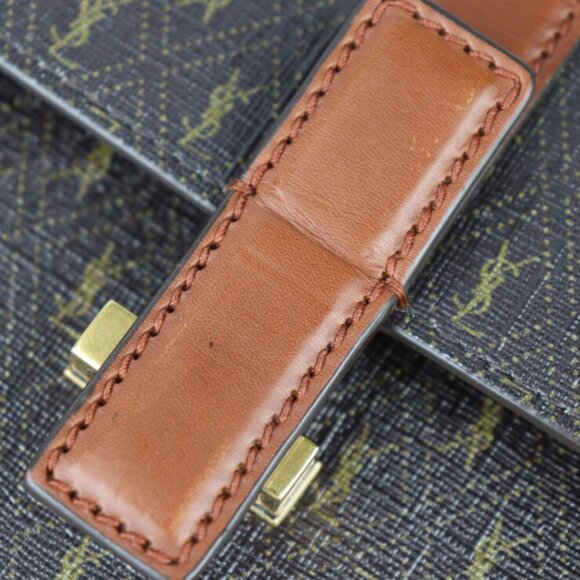 SAINT LAURENT Brown Monogram Leather Shoulder Bag - Picture 8 of 9